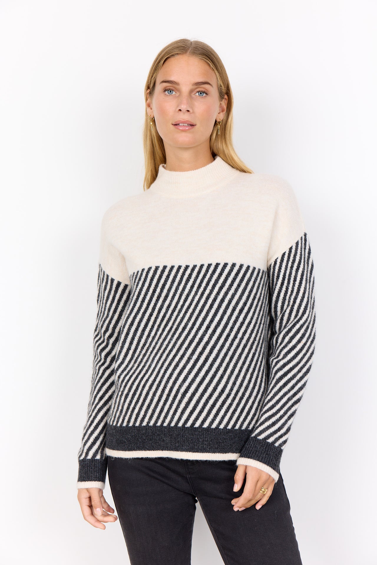 Soya Concept NESSIE STRIPE Jumper - Cream Melange Combi
