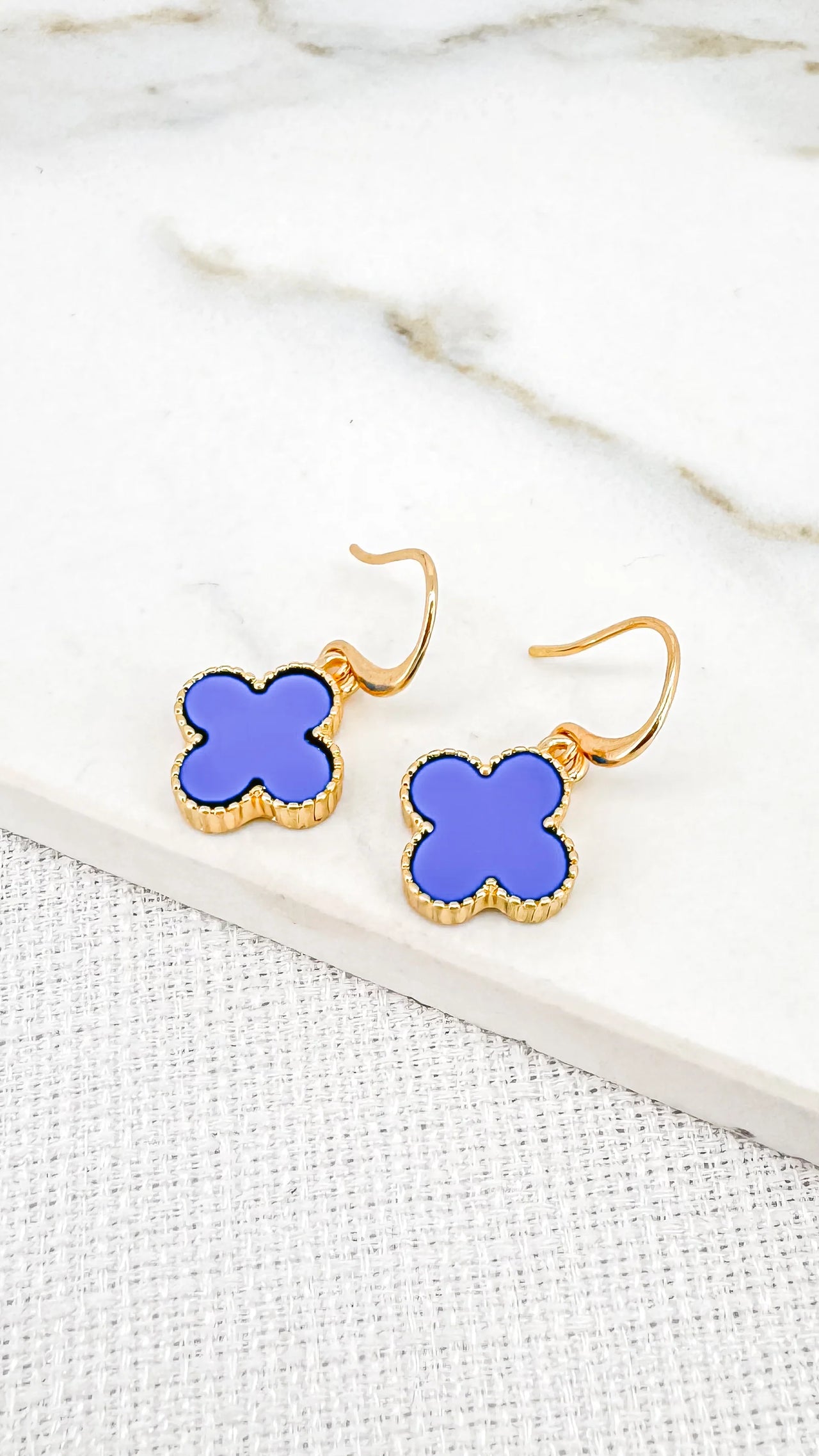 Envy Gold and Blue Clover Earrings