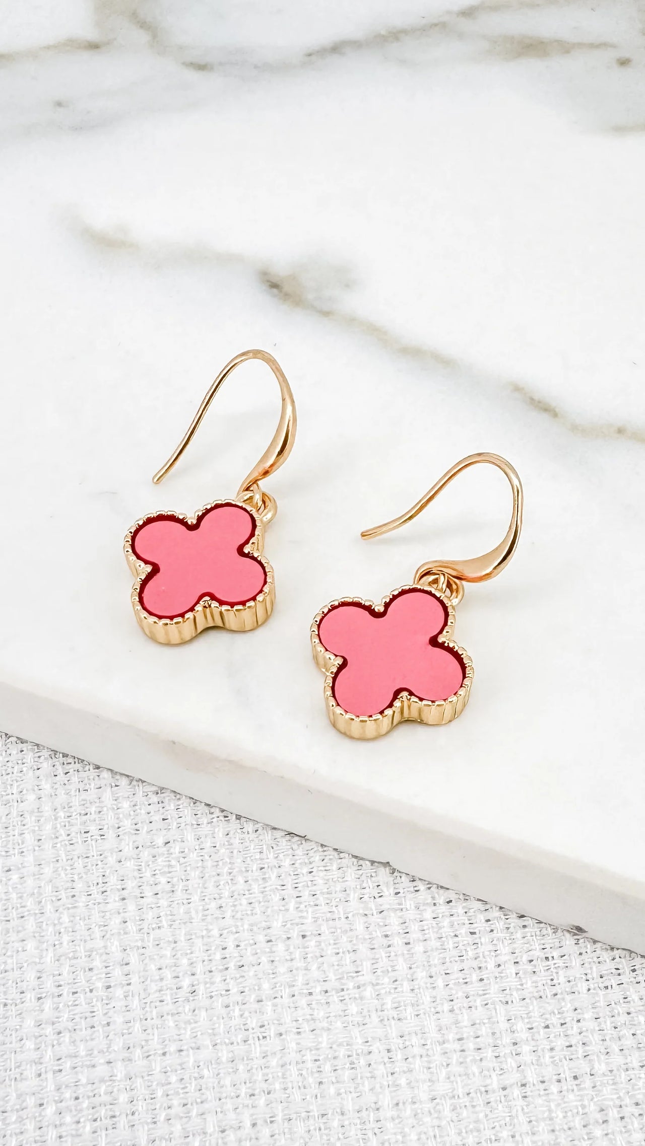 Envy Gold and Pink Clover Earrings