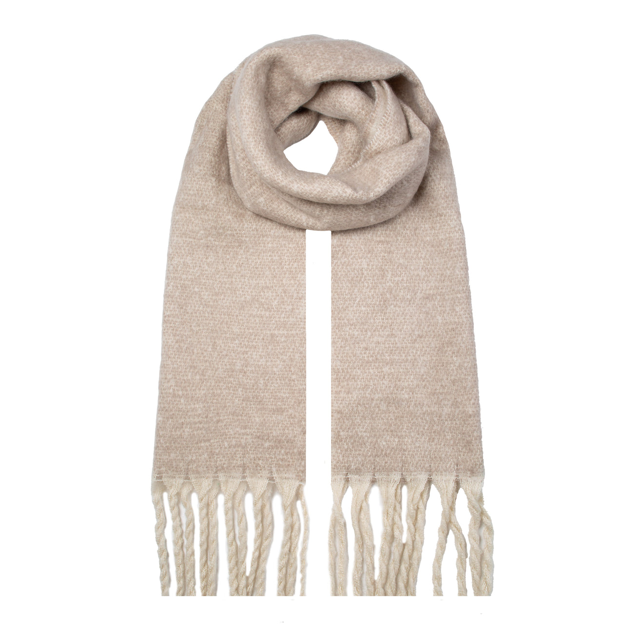 DENTS Women's Reversible Two-Tone Blanket Scarf with Tassels - Taupe