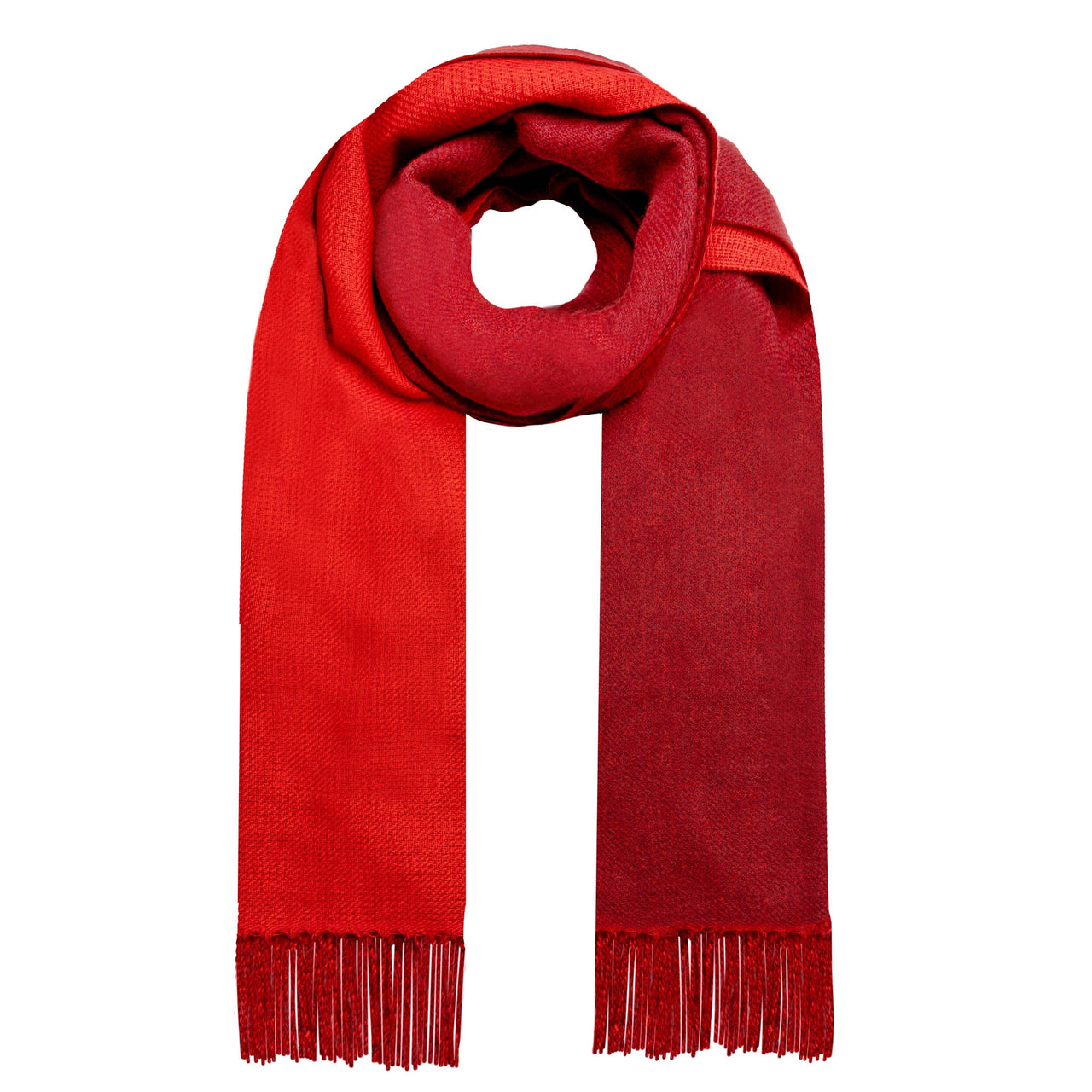 DENTS Women's Reversible Two-Tone Scarf with Tassels - Berry