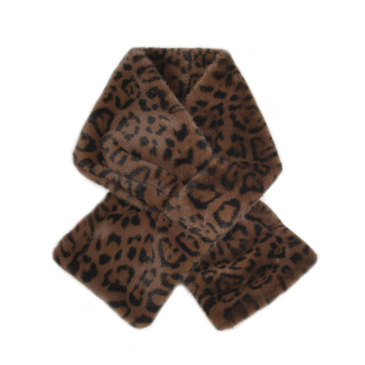 DENTS Women's Faux Fur Pull-Through Scarf - Animal Print