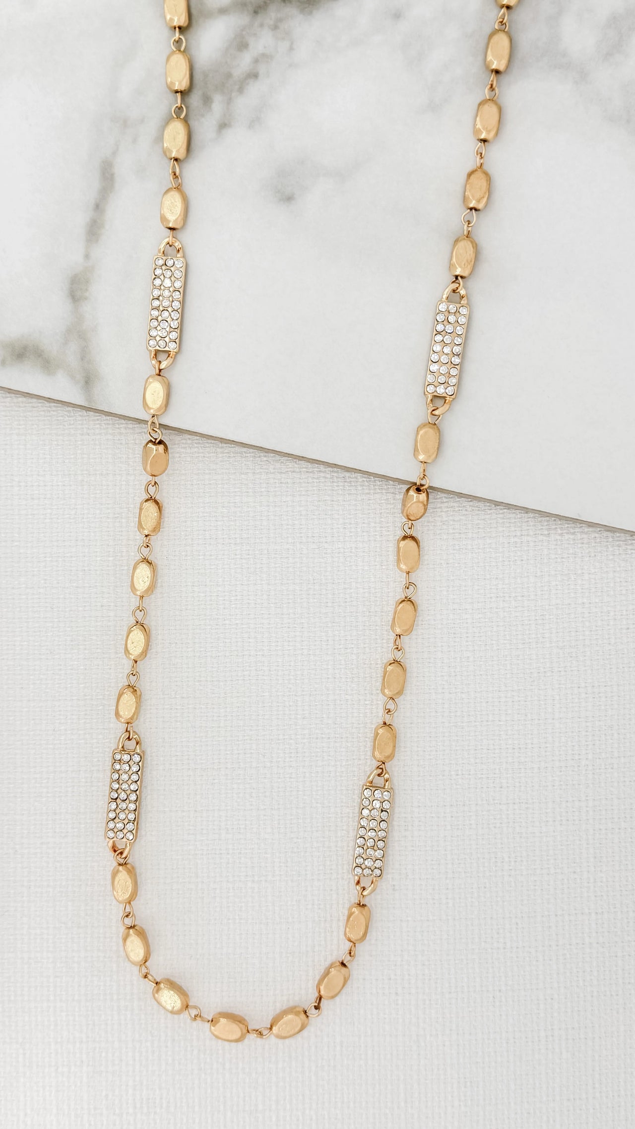 Envy Long Gold Necklace With Crystals