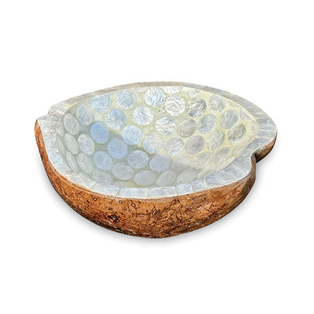 Makasi Pearl Inlay Coconut Shell Bowl White - MB230