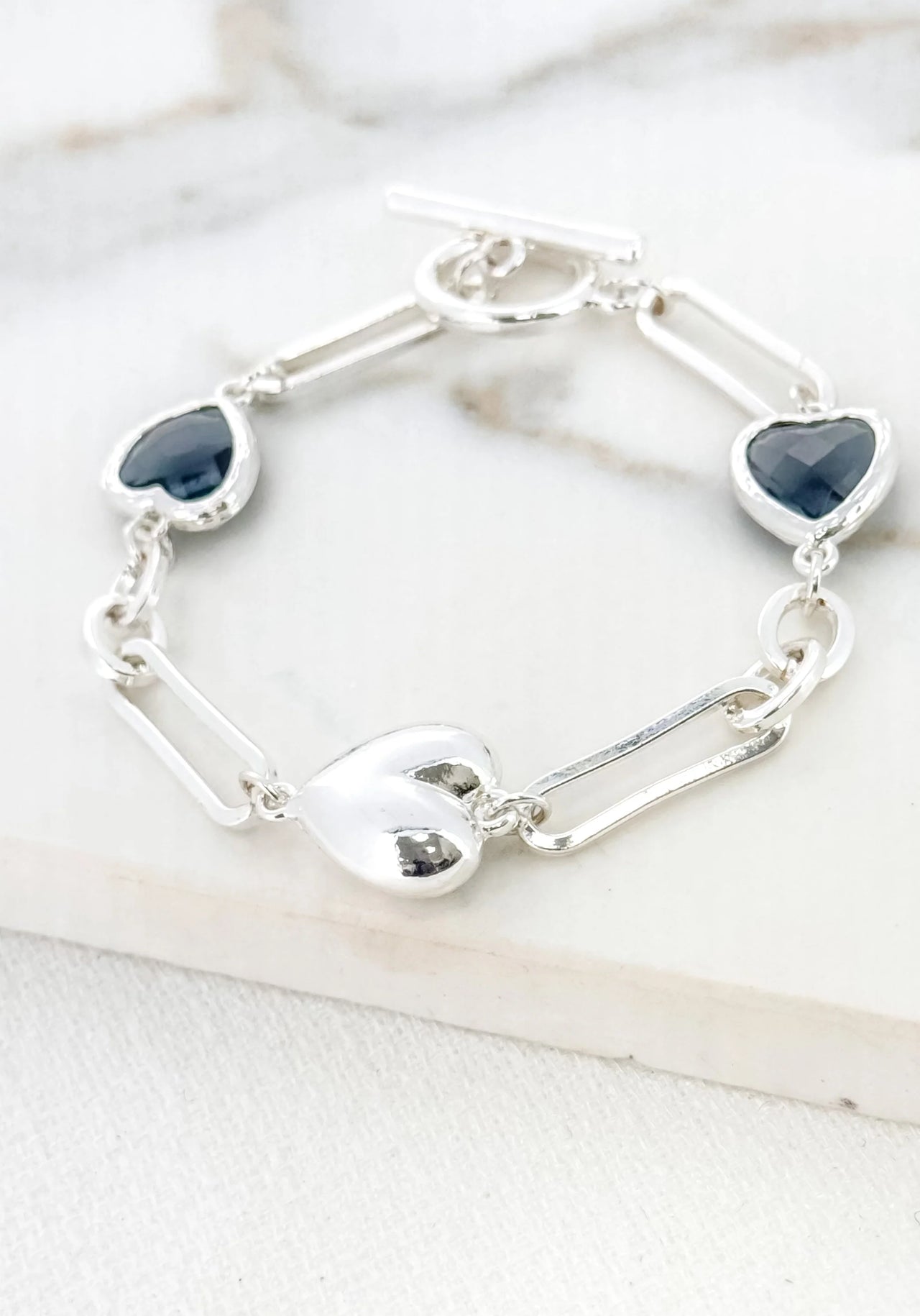 Envy Silver & Grey Heart Bracelet