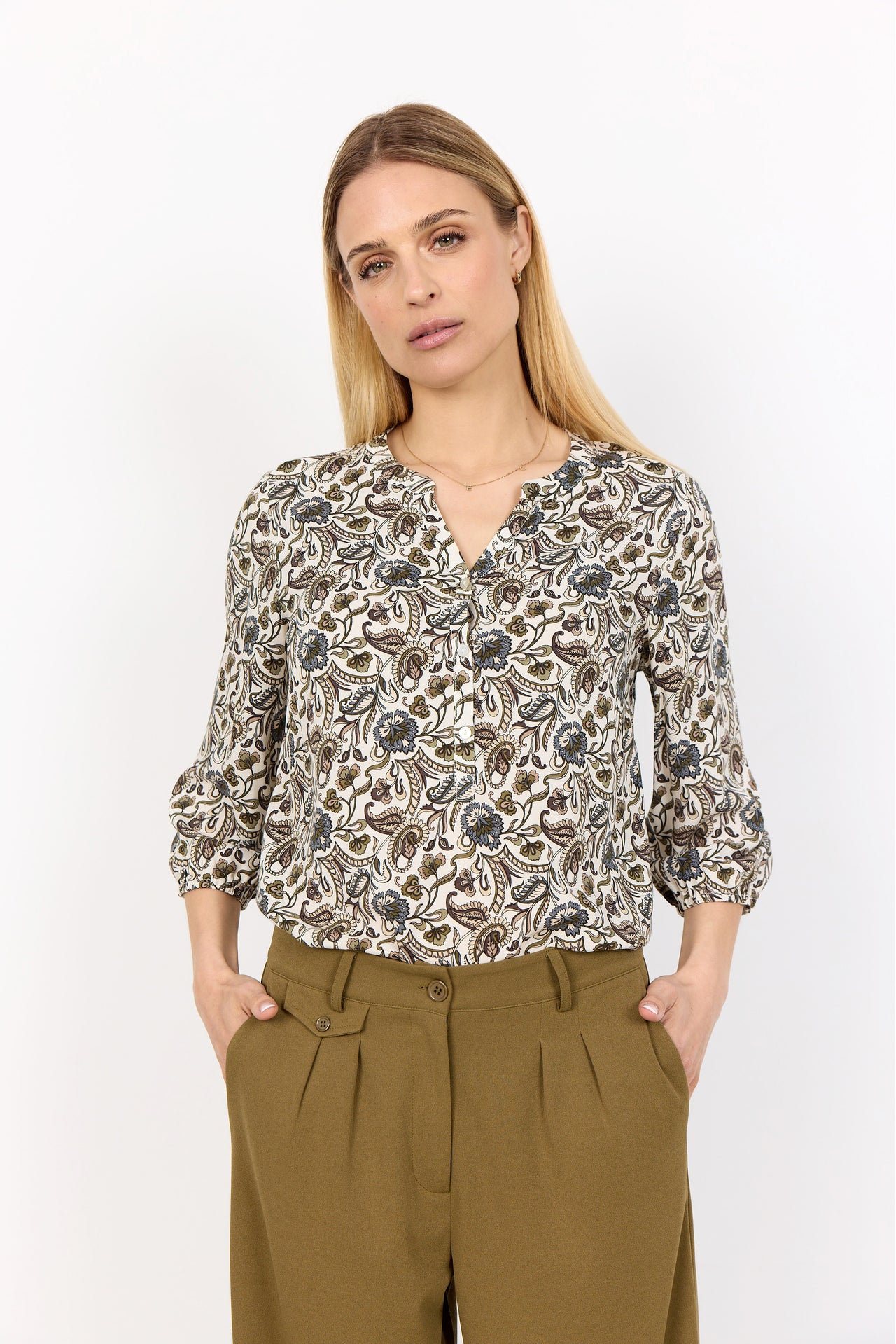 Soya Concept SAMEA Blouse - Misty Olive Combi