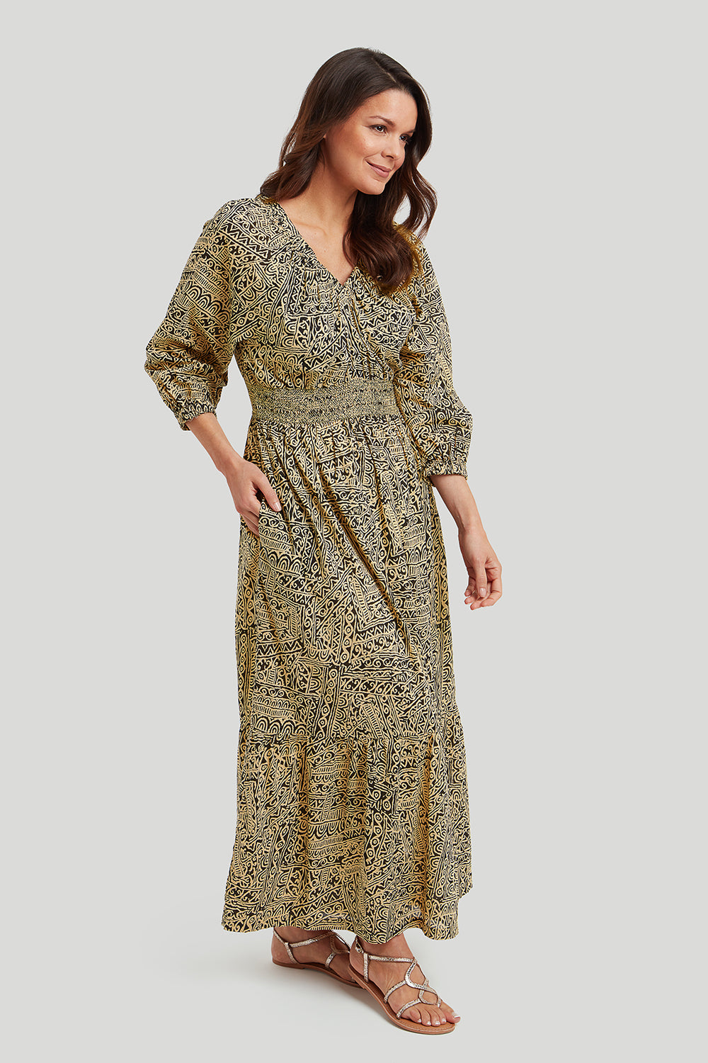 Adini Everly Stencil Print Dress - Natural mix