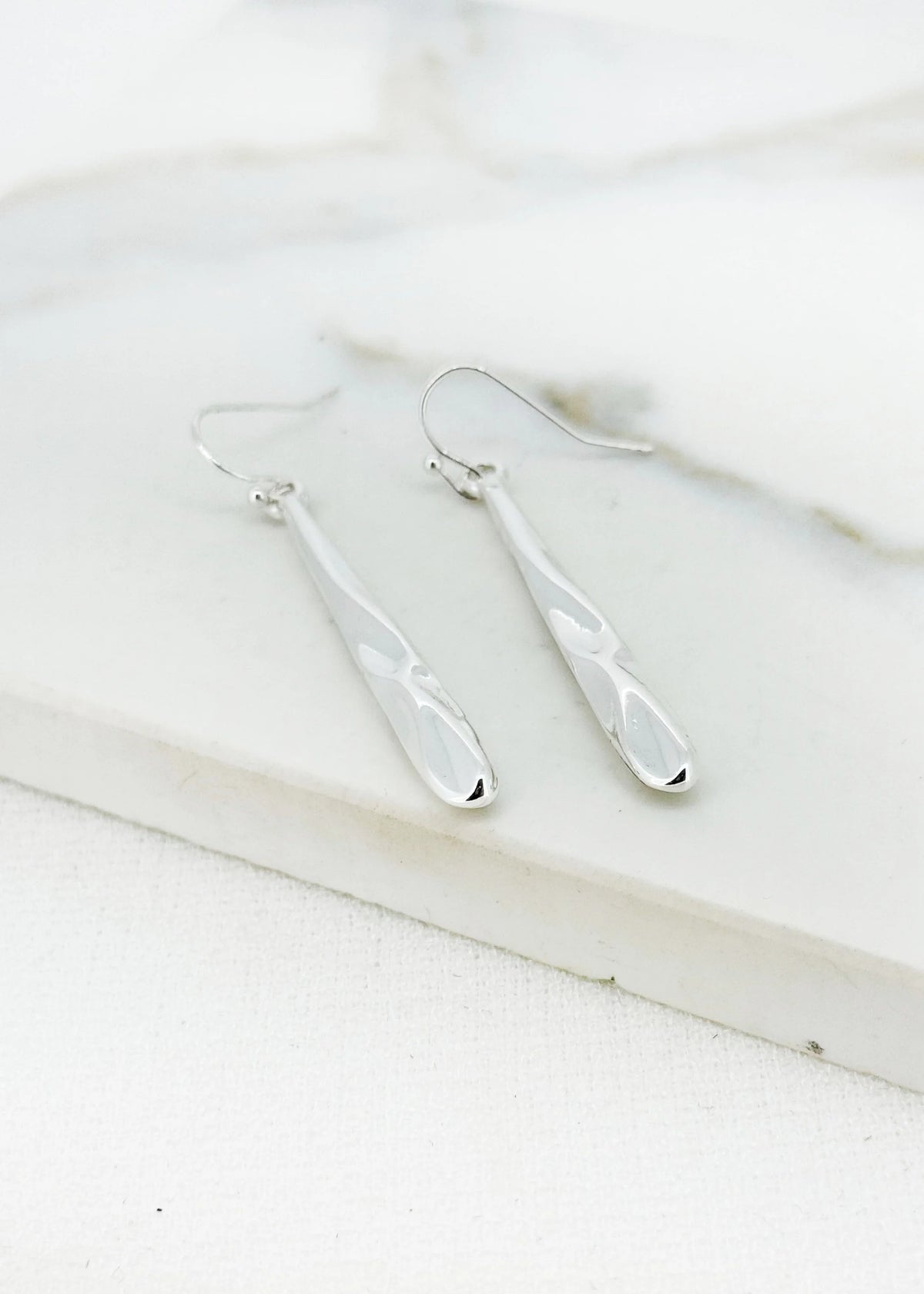 Envy Long silver dropper earring -