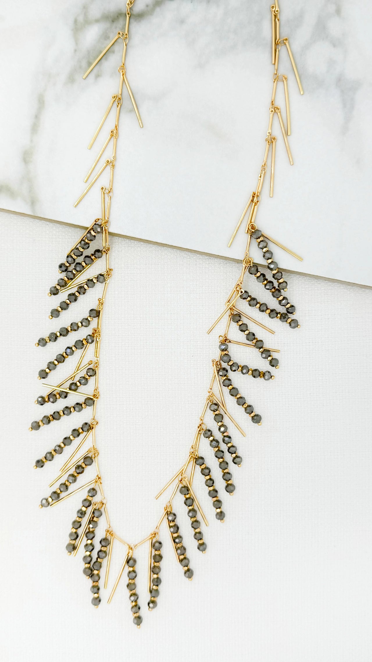 Envy Long Gold & Grey Necklace