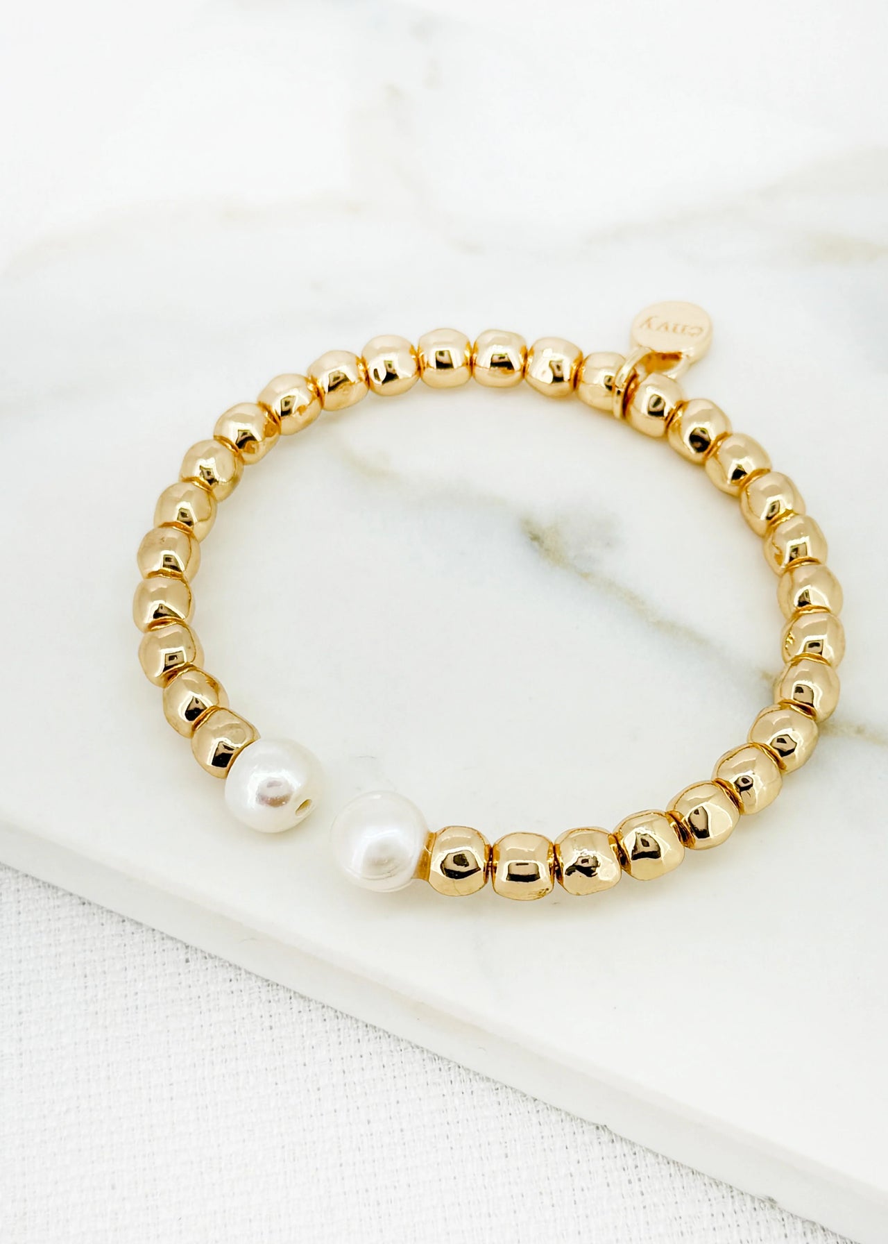 Envy Gold Beaded Bangle Bracelet