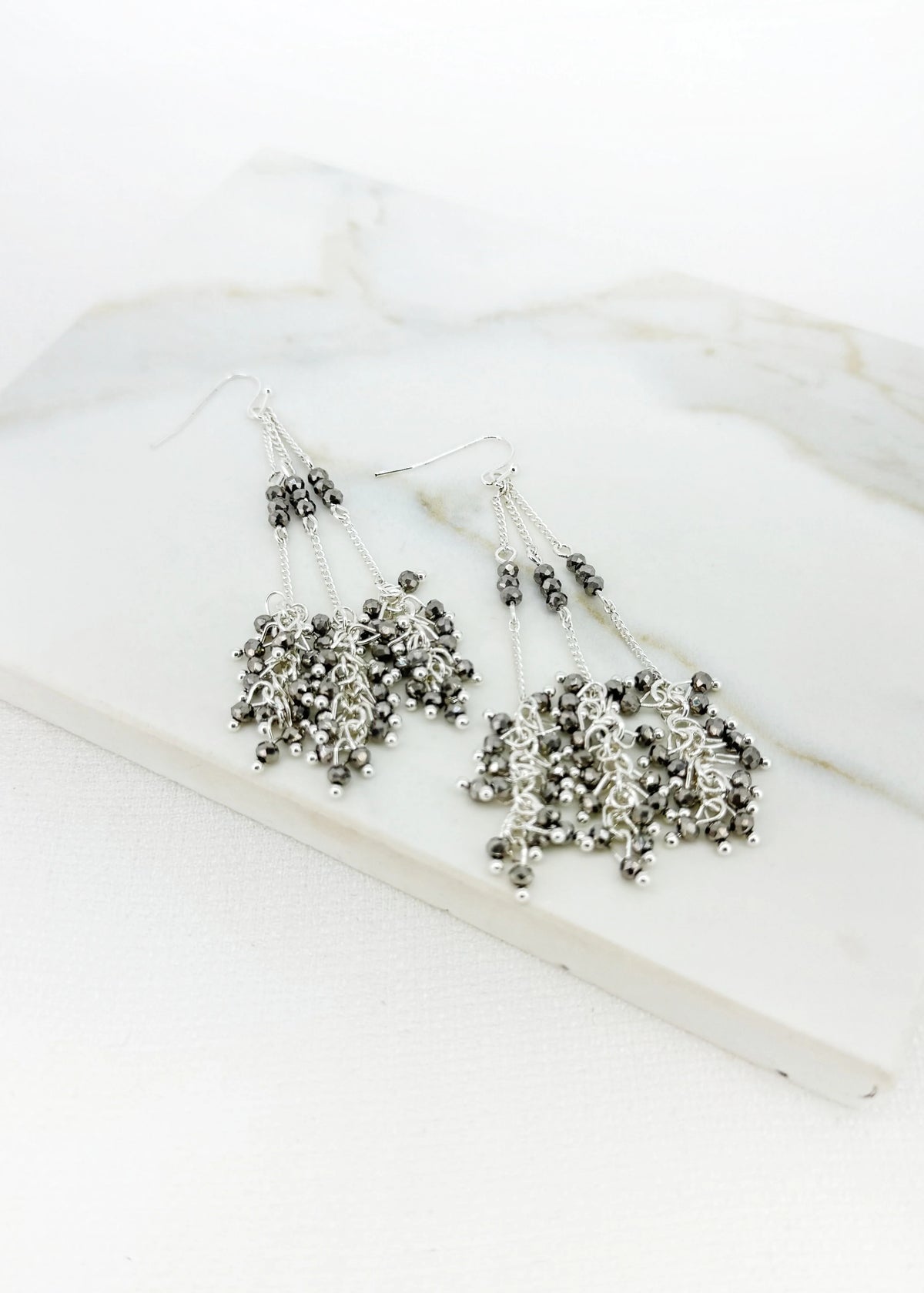 Envy Silver crystal dropper earrings