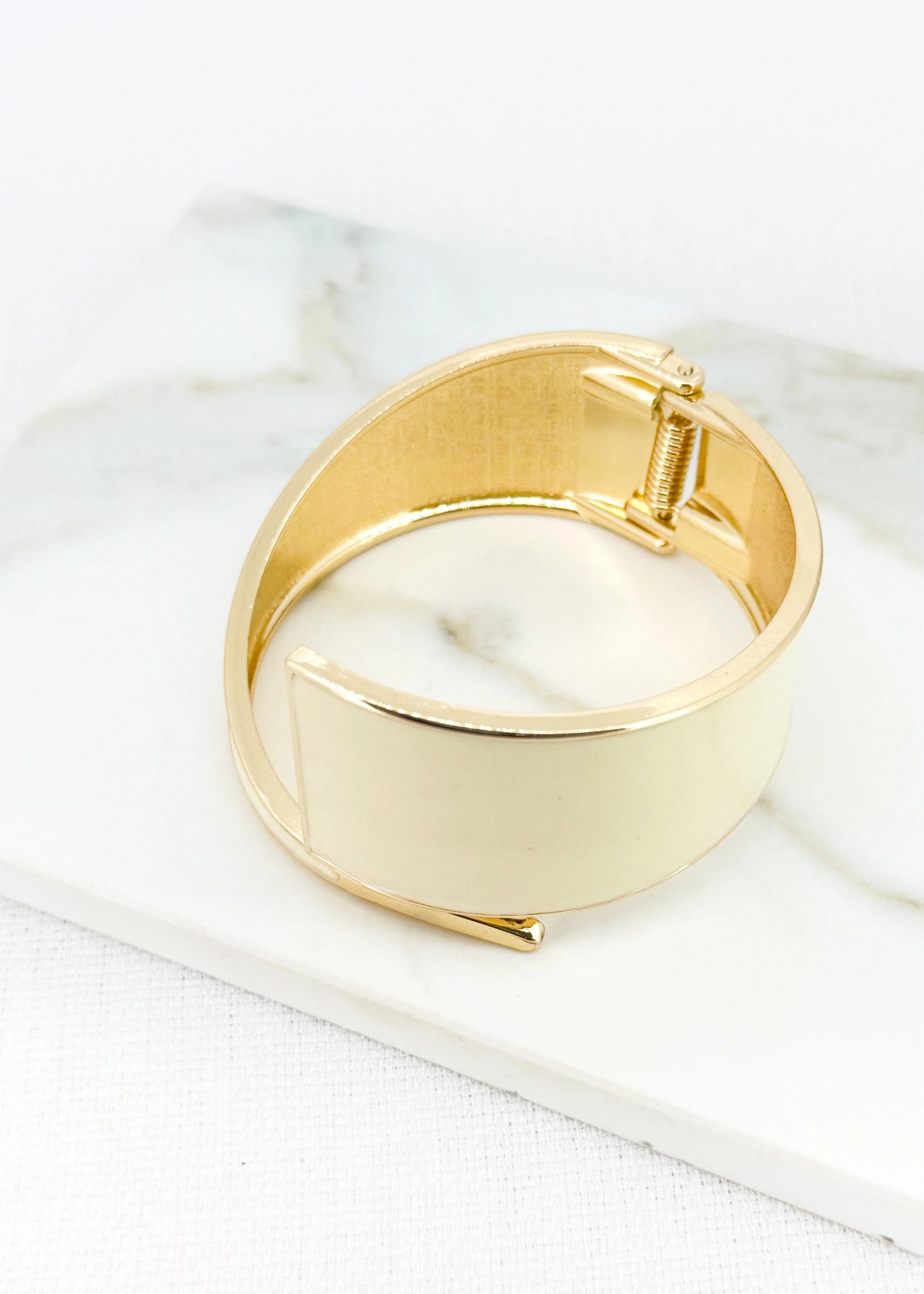 Envy Gold & cream Enamel Cuff Bracelet