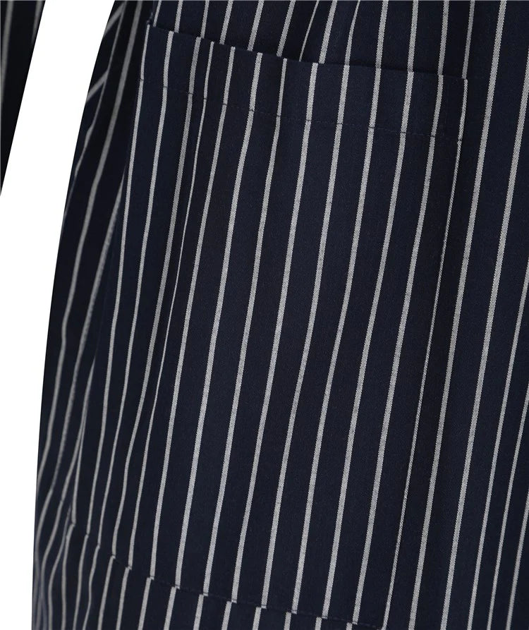 Walker Reid 46" Stripe Woven Cotton Kimono Wrap - Navy