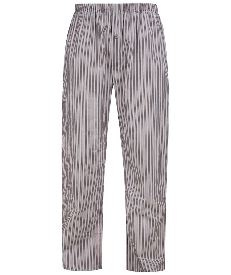 Walker Reid Button Through Tailored Pyjama Set - Grey Woven Stripe