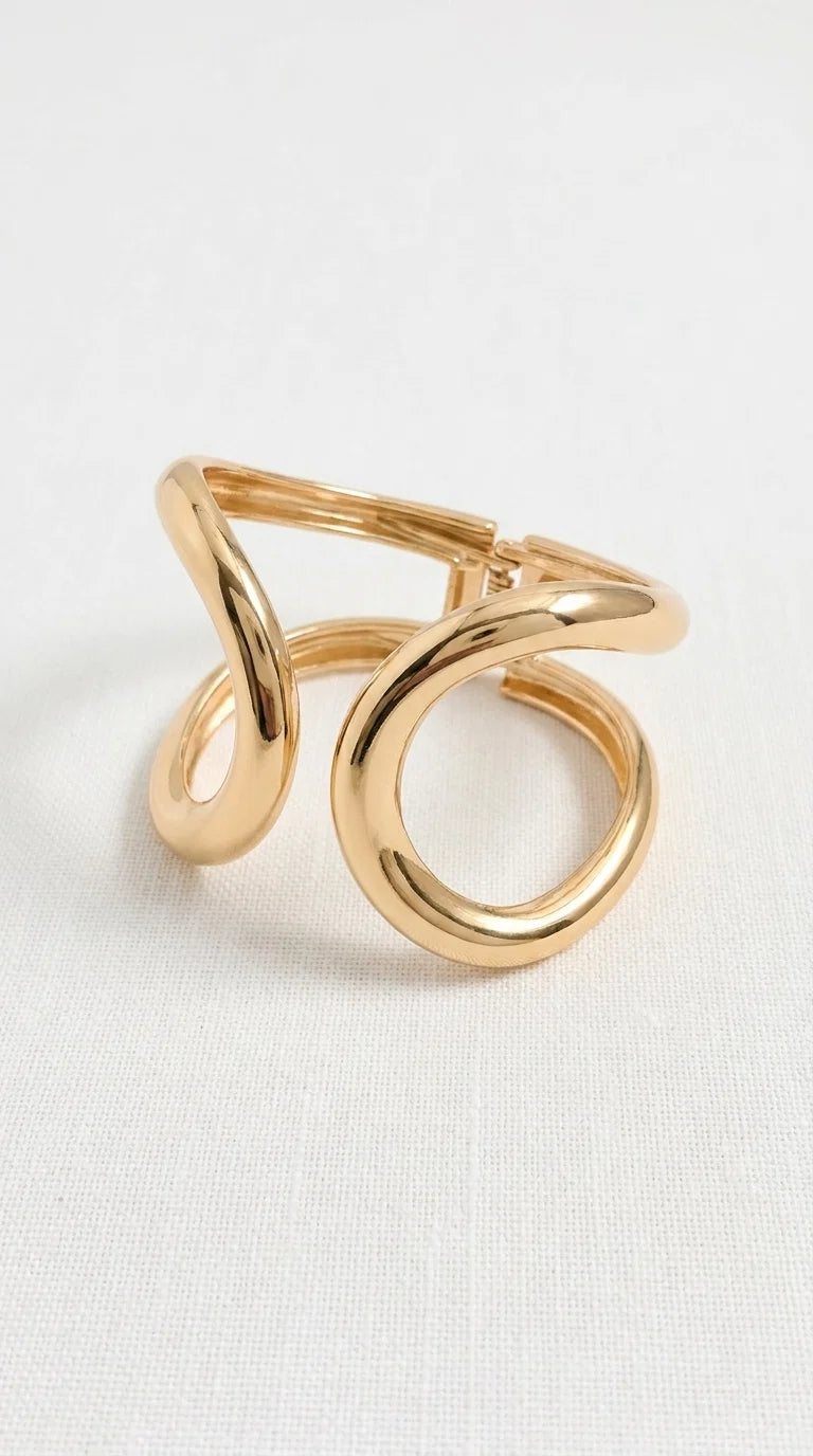 Envy Bracelet Gold double looped hinged bangle