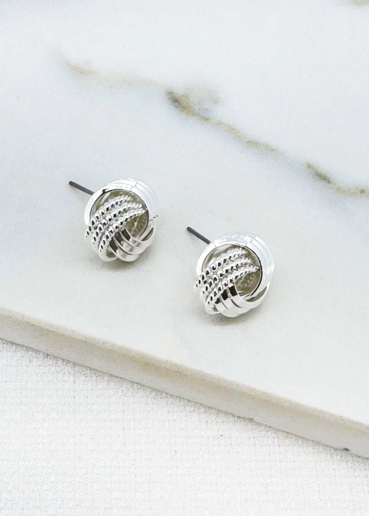 Envy Silver knot stud earring