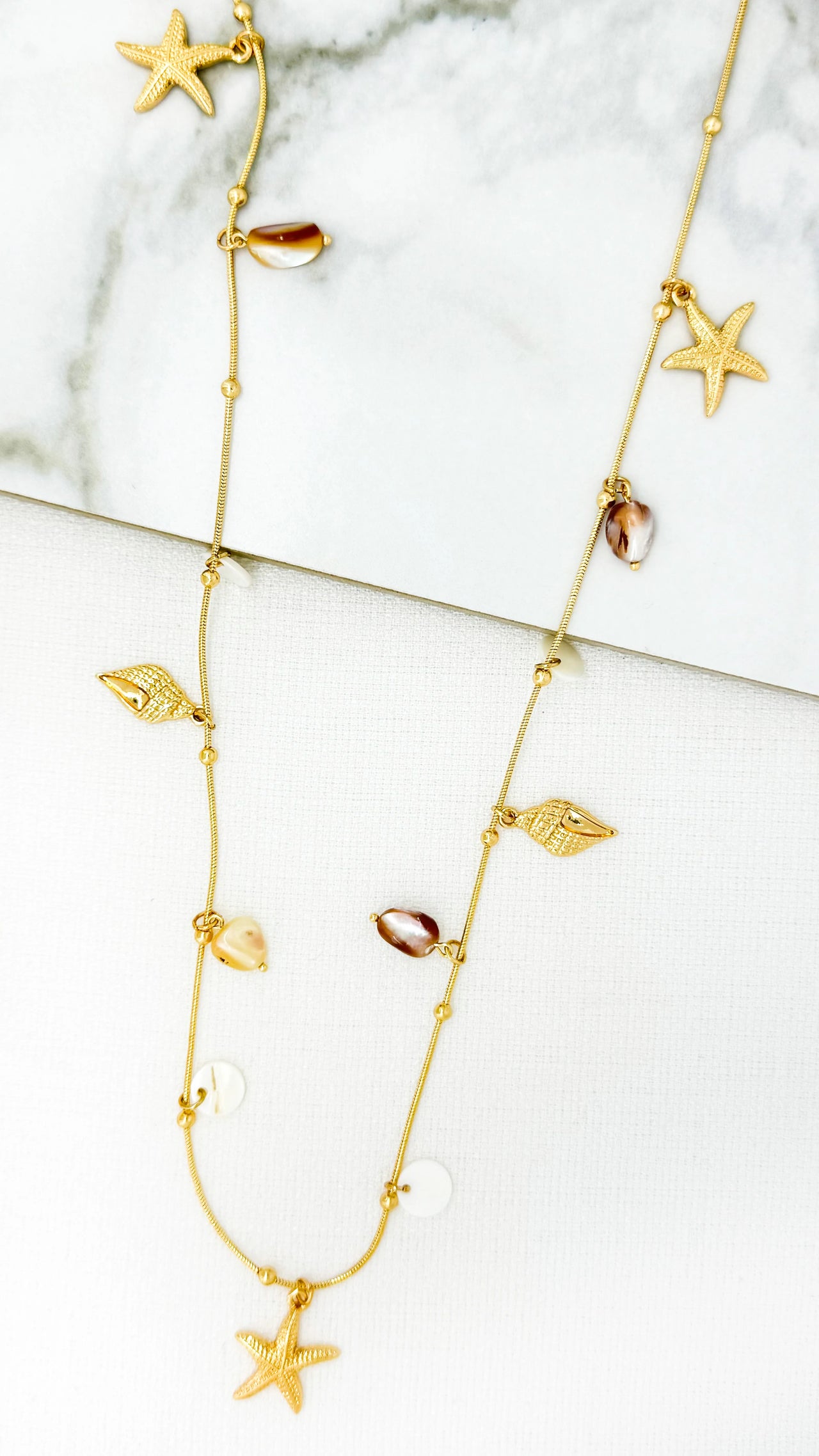 Envy Gold Long Shell Charm Necklace