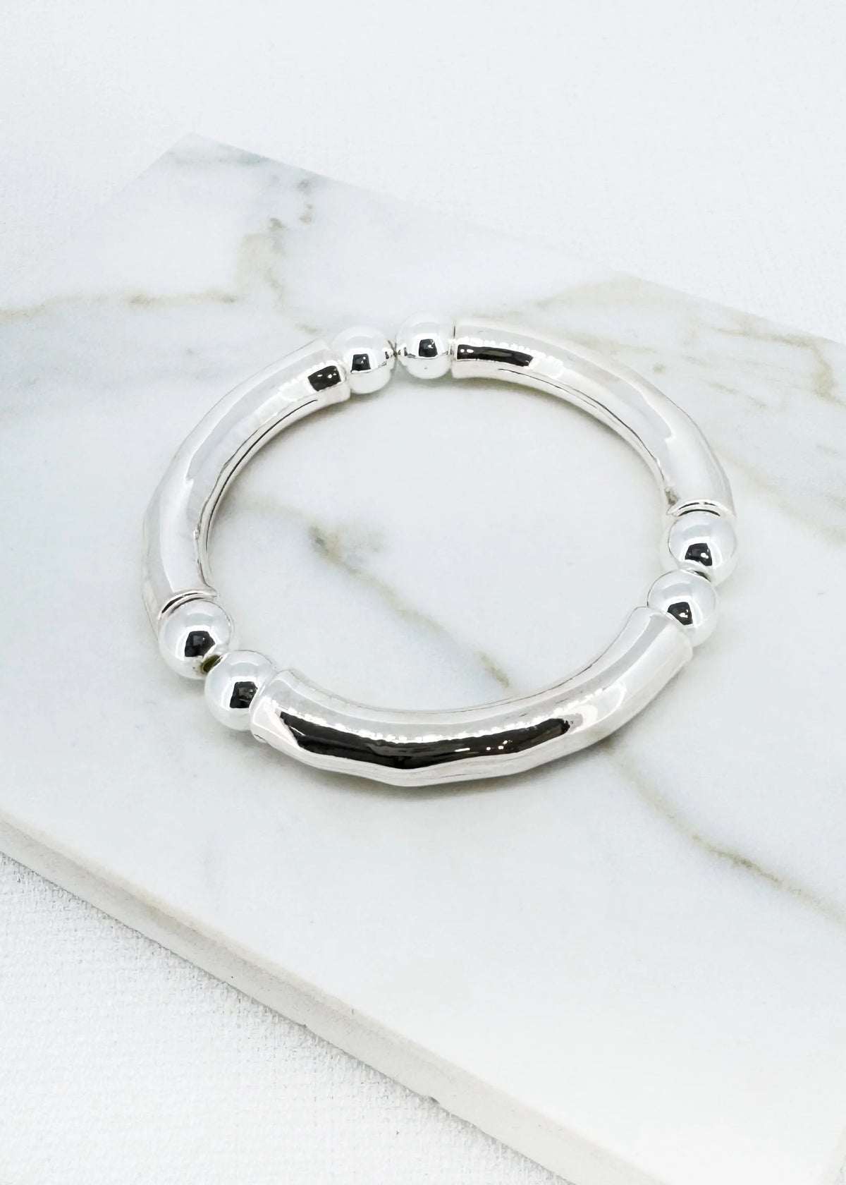 Envy Bracelet Silver stretch bar and ball bangle