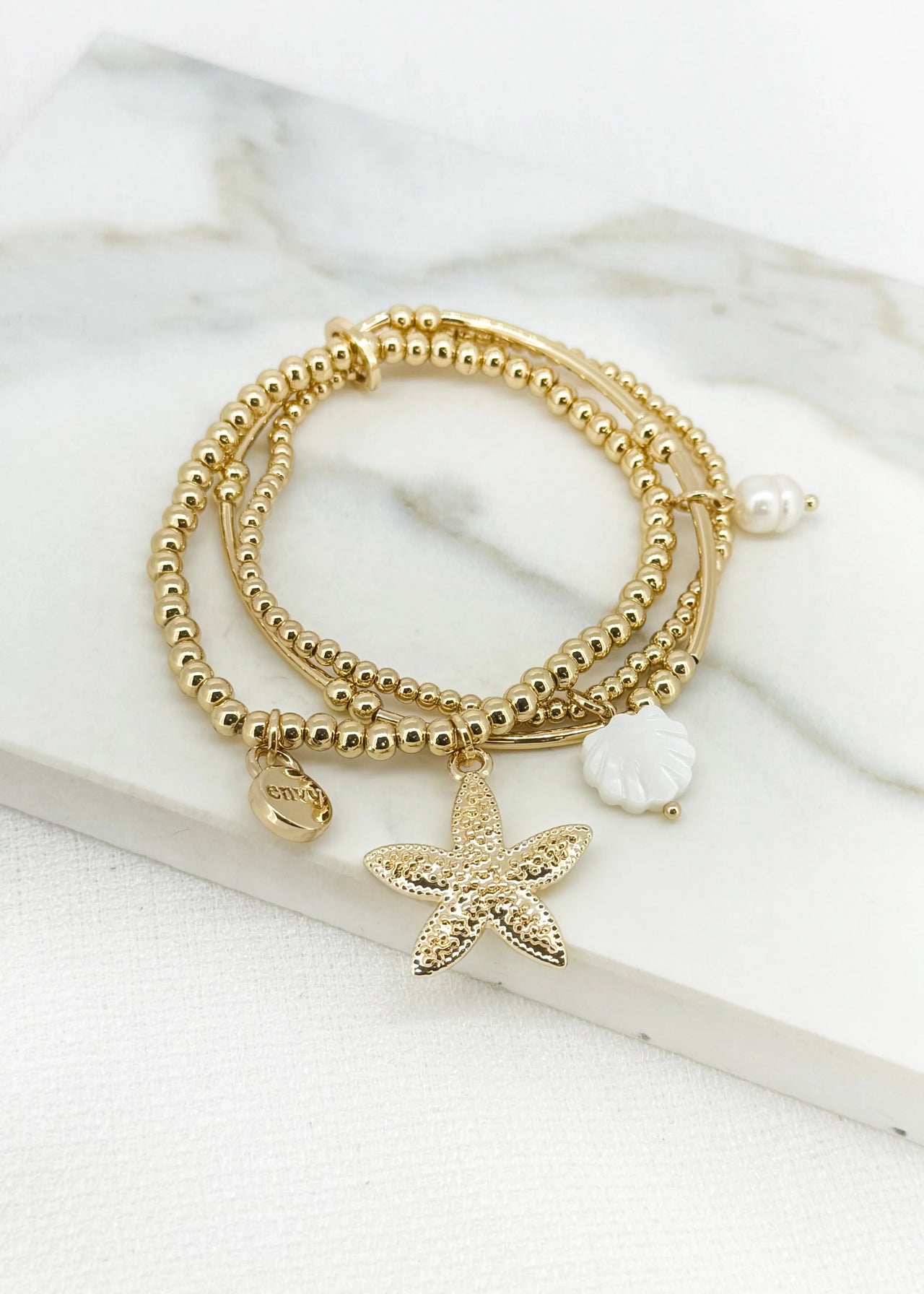 Envy Gold Layered Bracelet With Charms