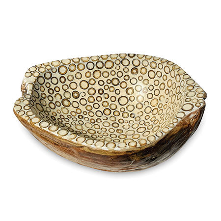 Makasi Circles Inlay Coconut Shell Bowl Off White - MB307
