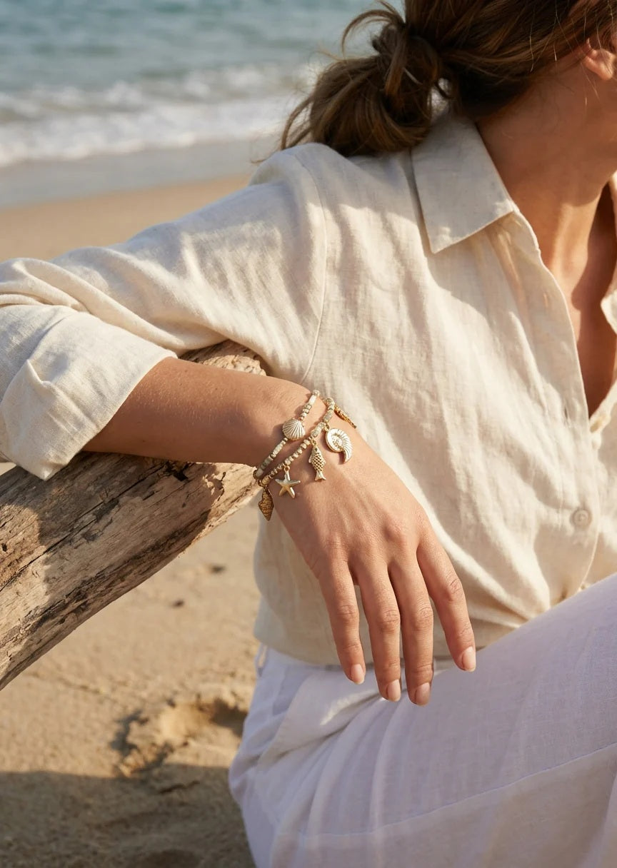Envy Gold Bracelet With Mini Sea Side Charms
