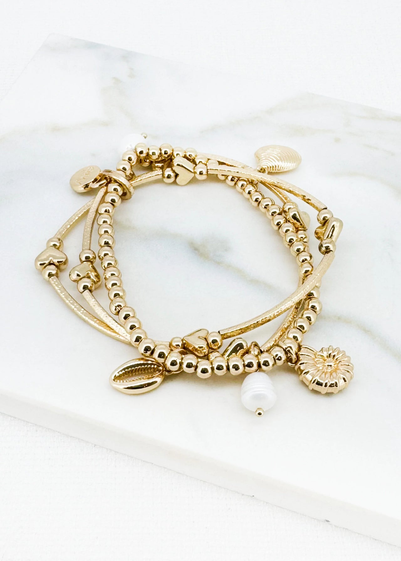 Envy Gold Bracelet Pearl & Sea Charmes