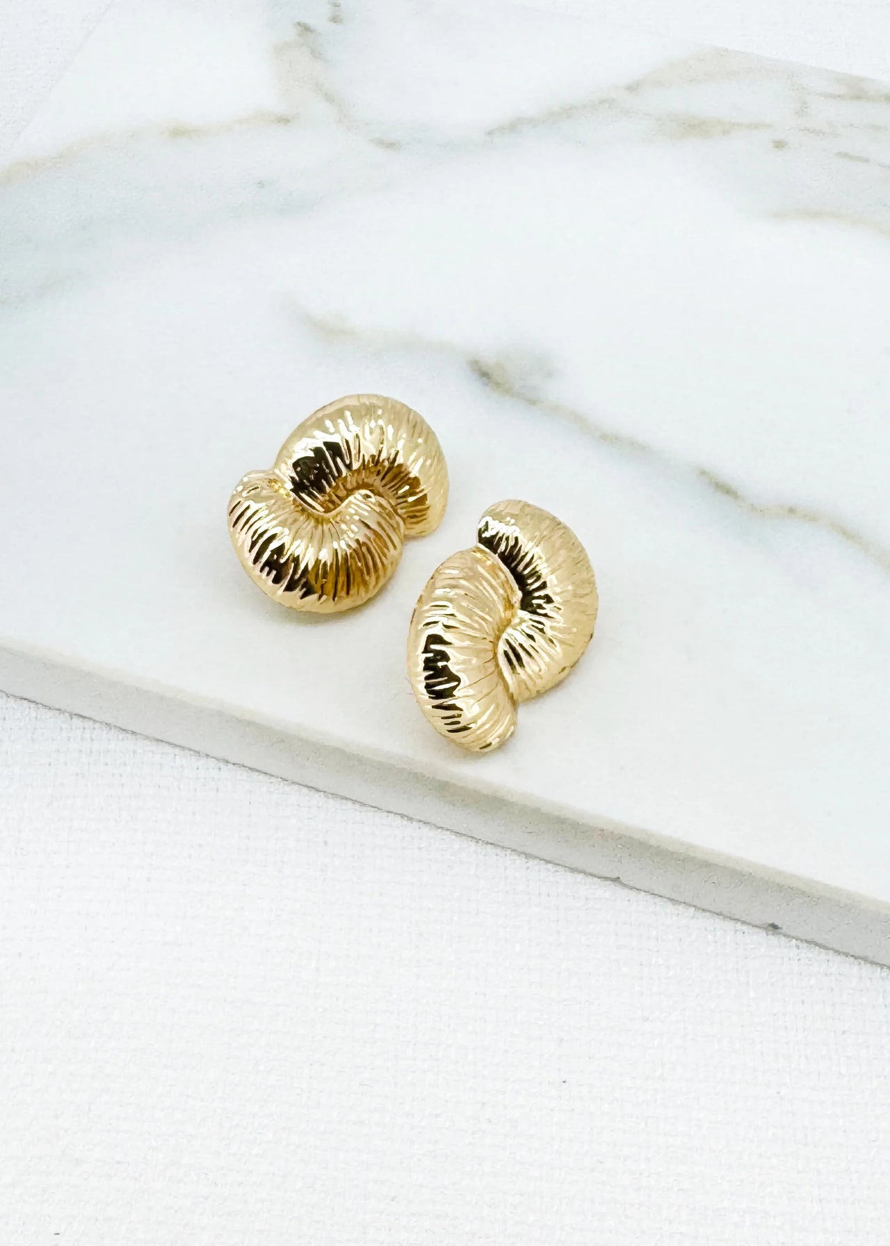 Envy Gold Fossil Design Earrings