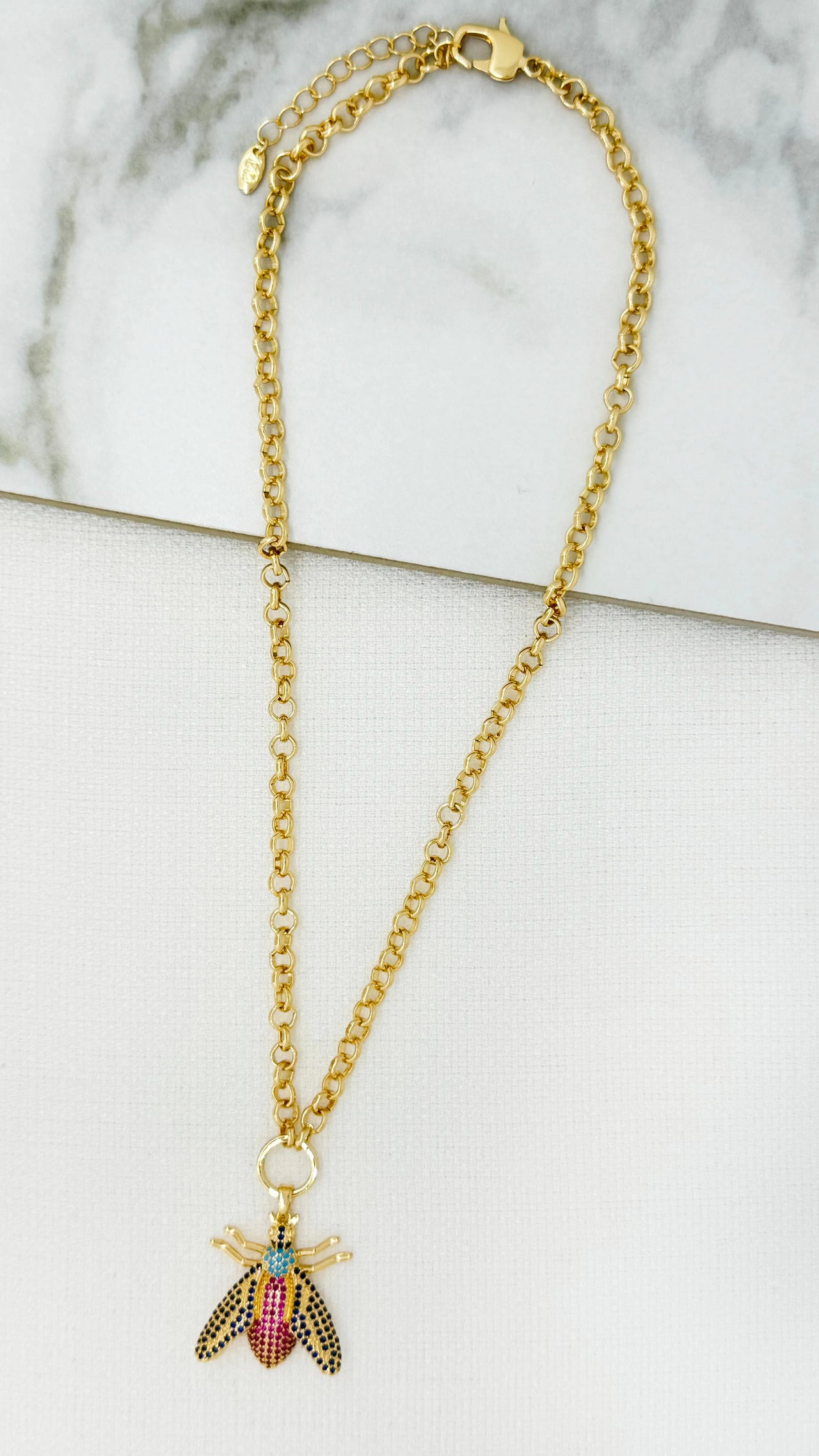 Envy Gold Short Necklace With Crystal Bug