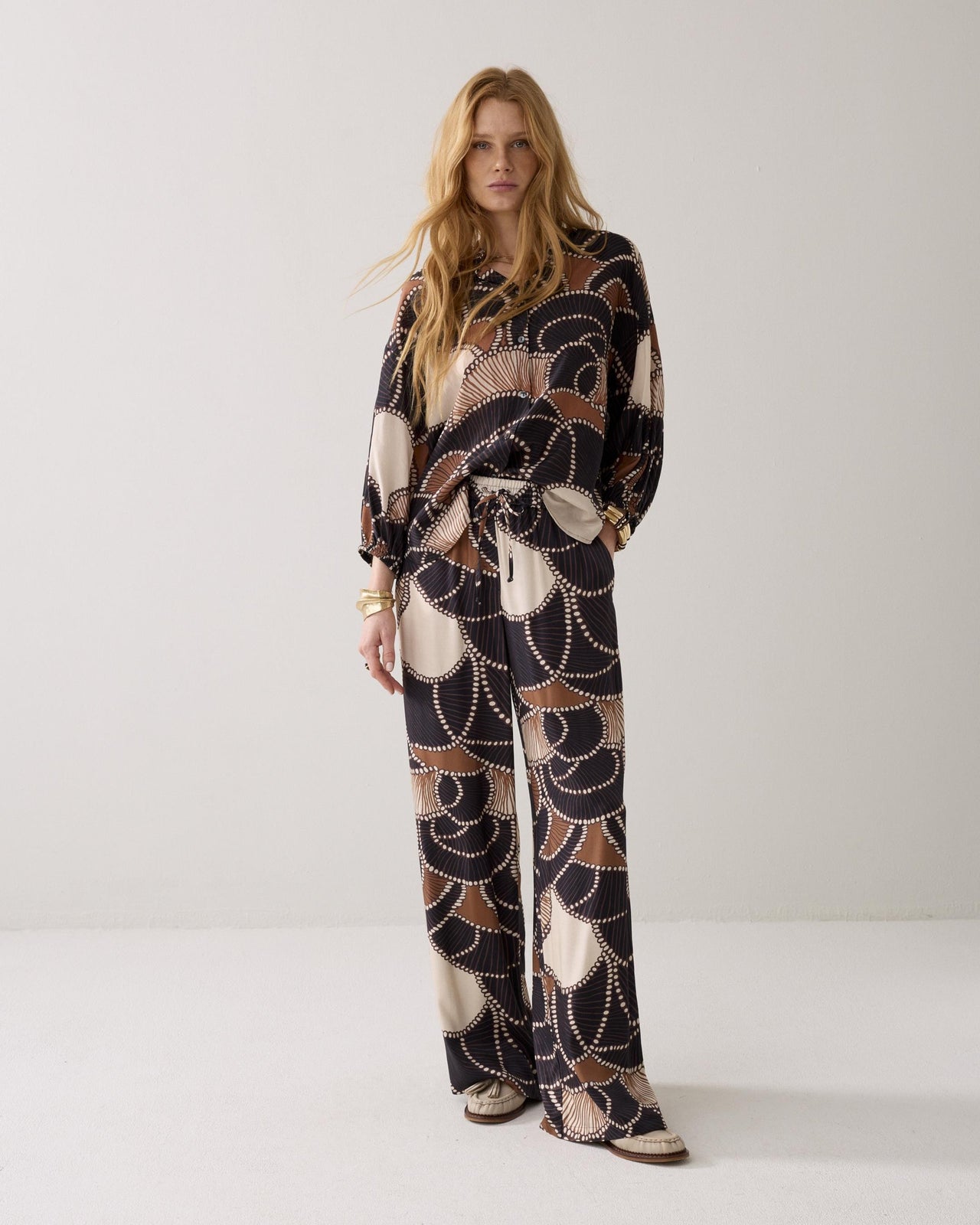 Summum  All Over Twill Satin Trousers - Multi