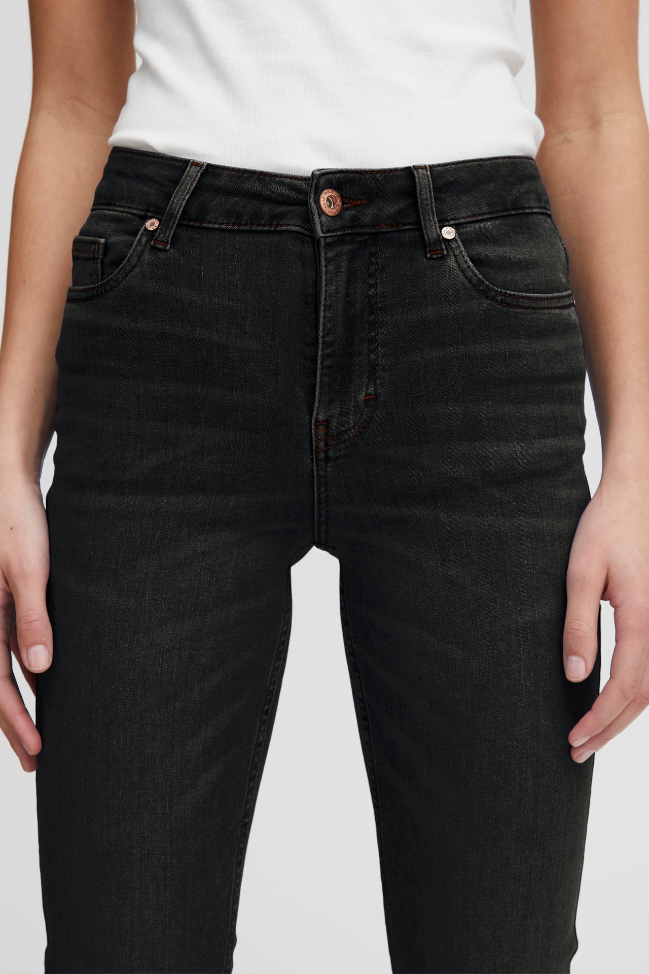 Pulz Emma Black High Waisted Jeans Medium Straight Leg