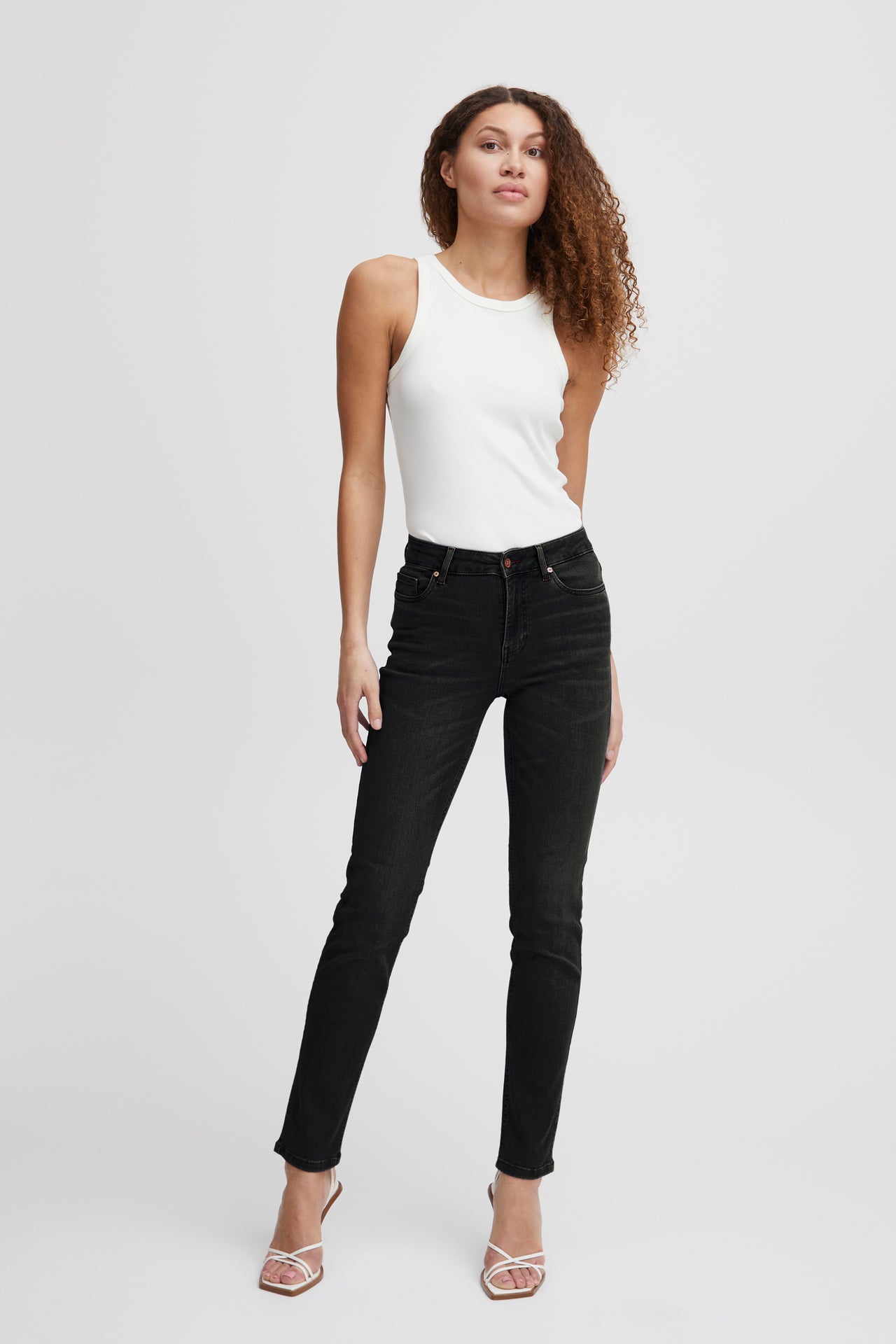 Pulz Emma Black High Waisted Jeans Medium Straight Leg