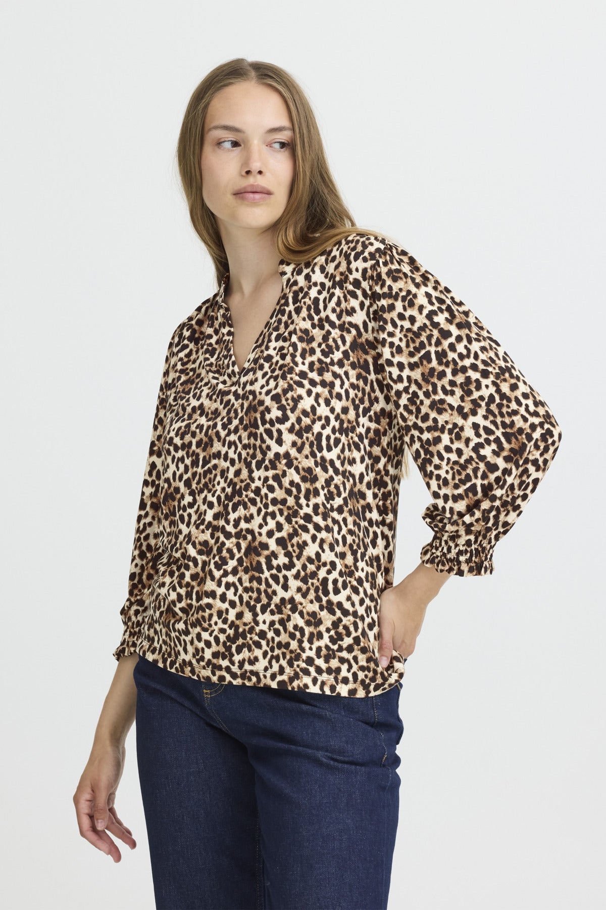 Pulz Jeans CHARLOTTE Blouse - Brown Animal Print