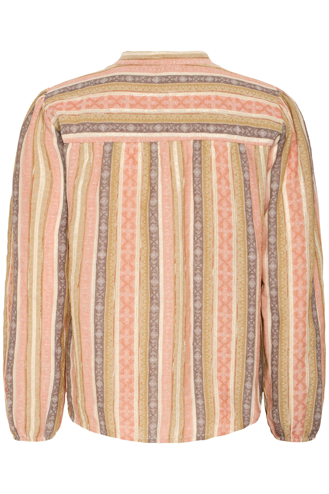 Pulz Jeans NILA Long Sleeve Shirt - Coral Beige Stripe
