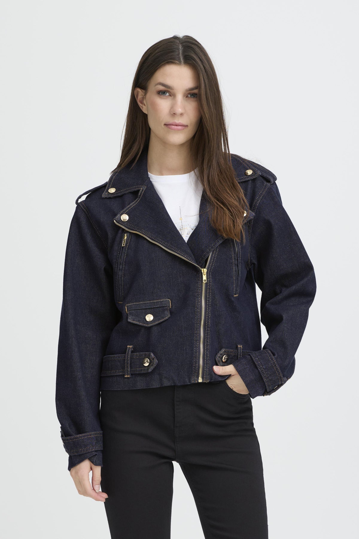 Pulz Chel Denim Jacket - Un-Washed Denim