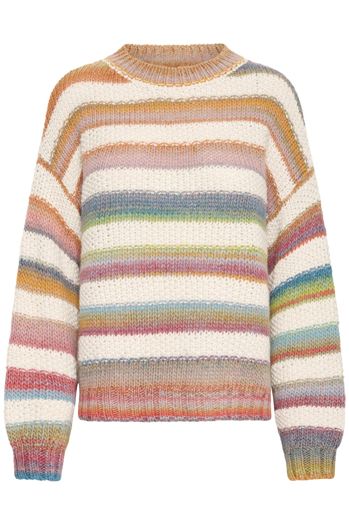 Pulz Dana Multi-Coloured Stripe Jumper - Multicolour
