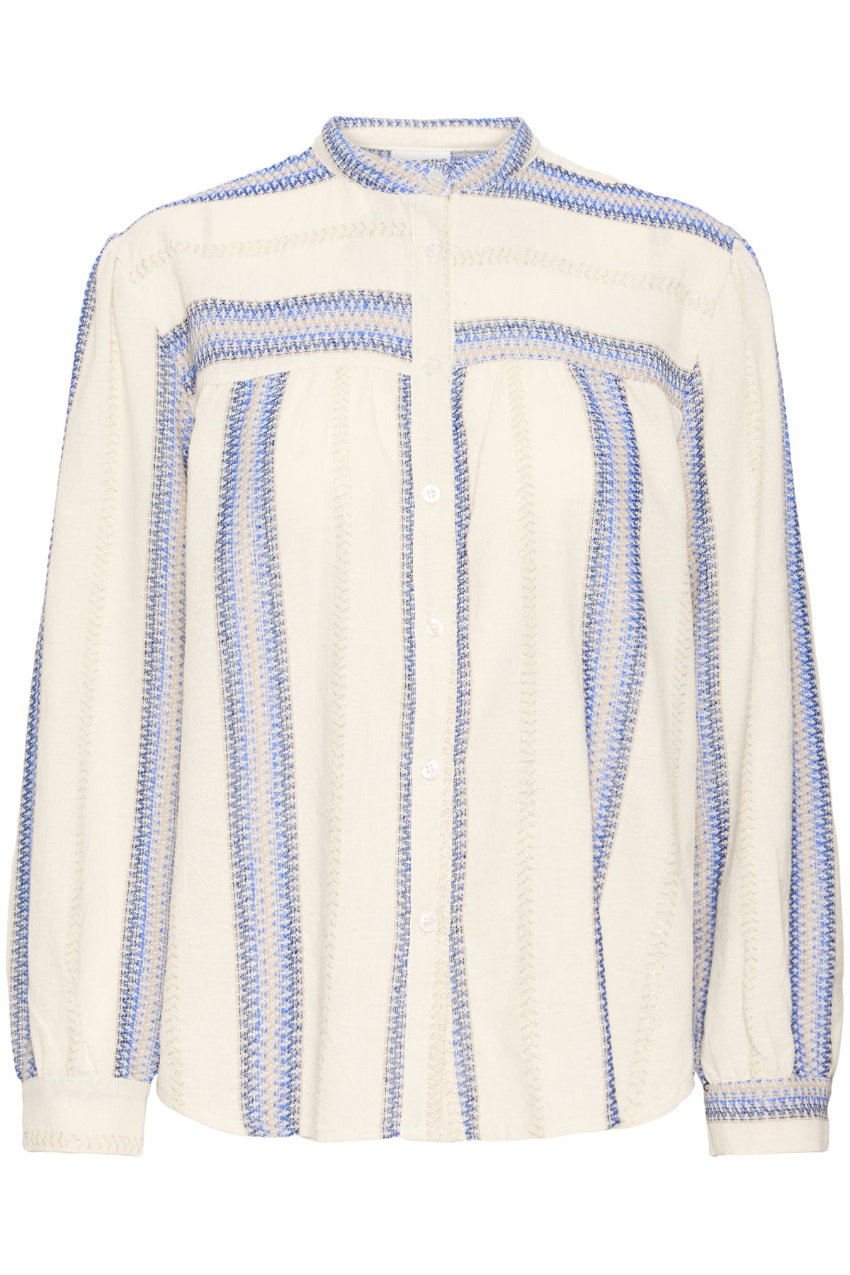 Pulz Adola Woven Shirt - Creme With Coral Stripe