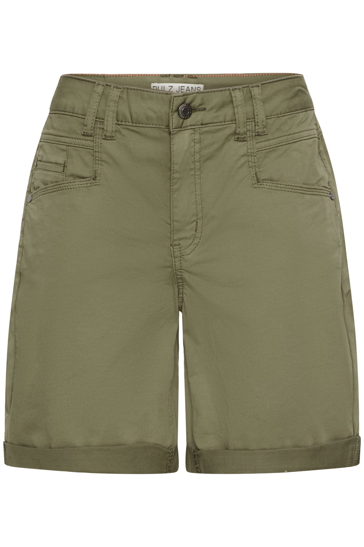 Pulz Jeans EVELYN High Waist Shorts - Dusky Green