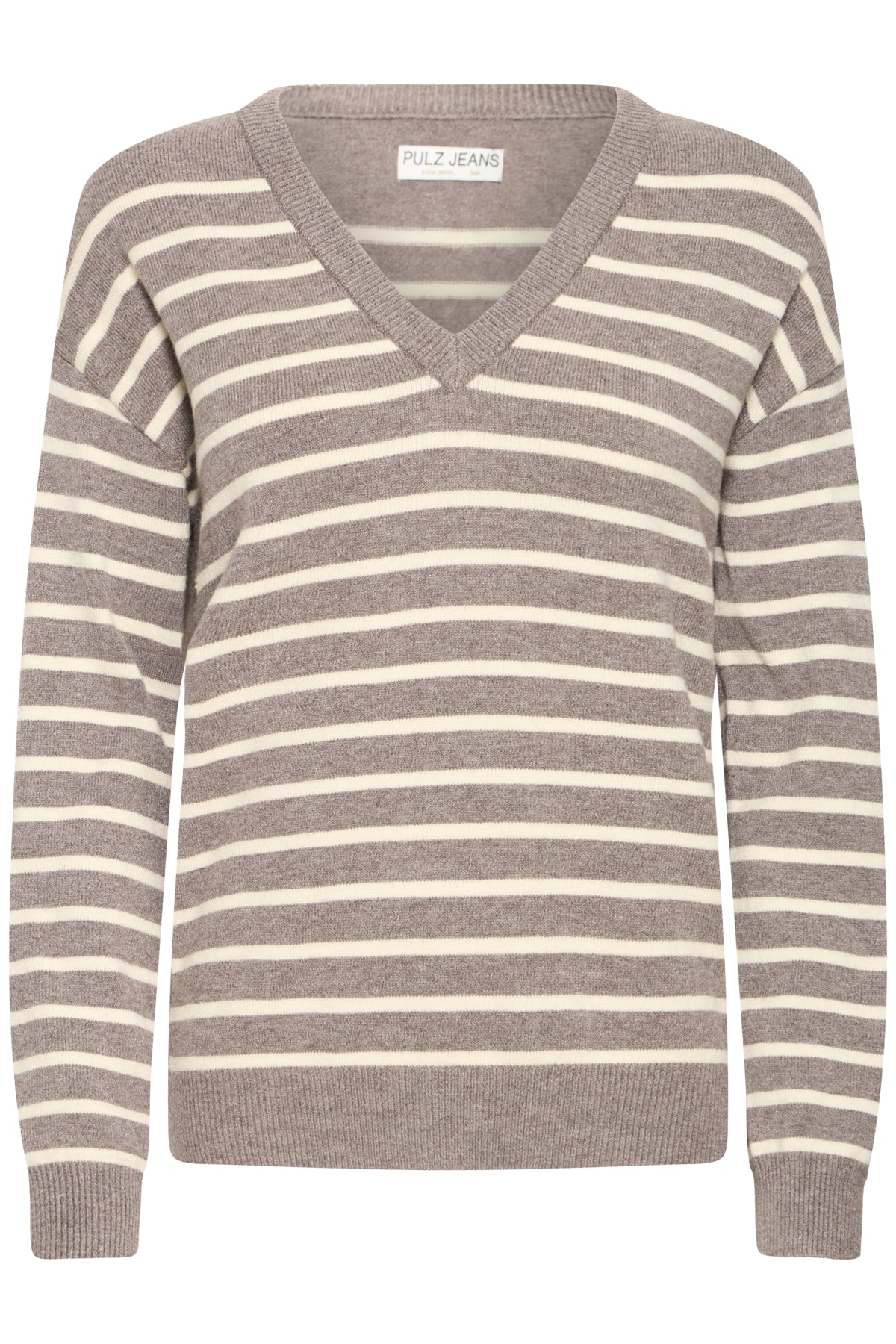 Pulz Jeans STEFFI Stripe Jumper - Chocolate Brown