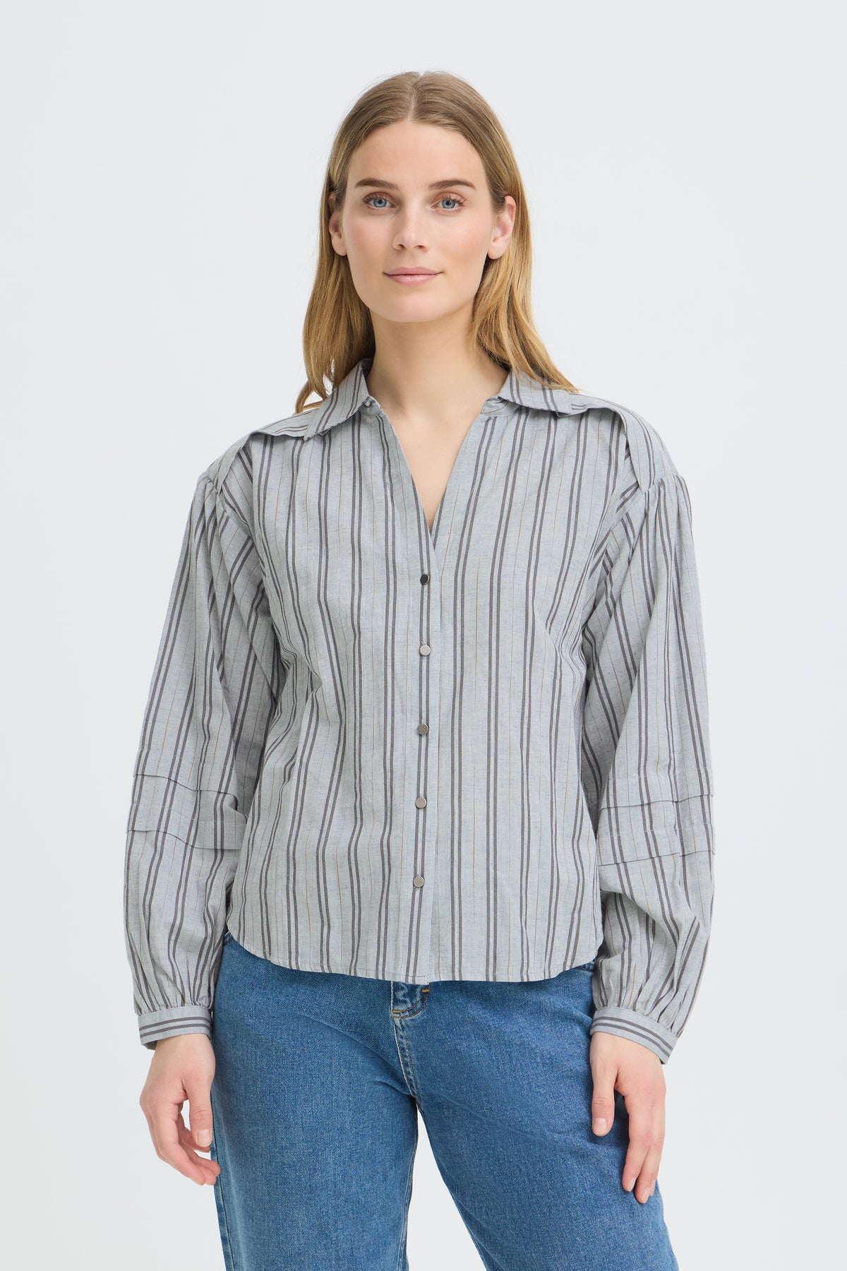 Pulz Jeans DIA Shirt - Light Blue With Stripes