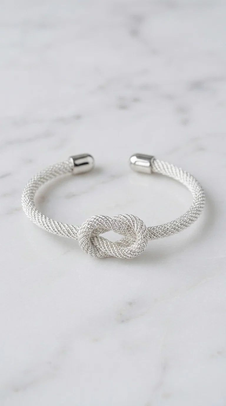 Envy Bracelet Silver knot design bangle