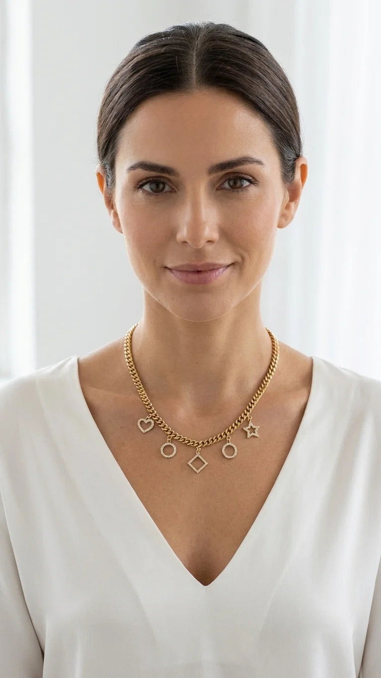 Envy Short gold charm necklace