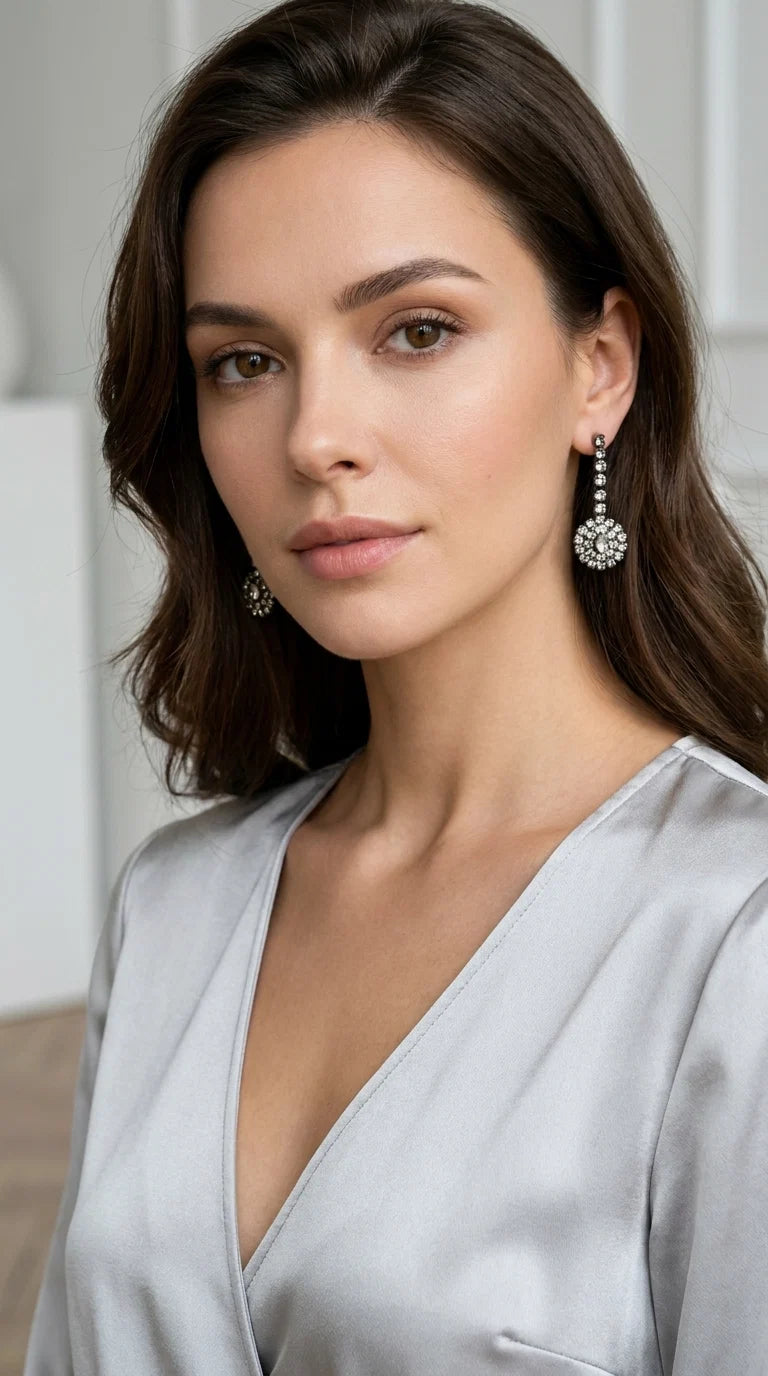 Envy Diamante dropper earring with circle design