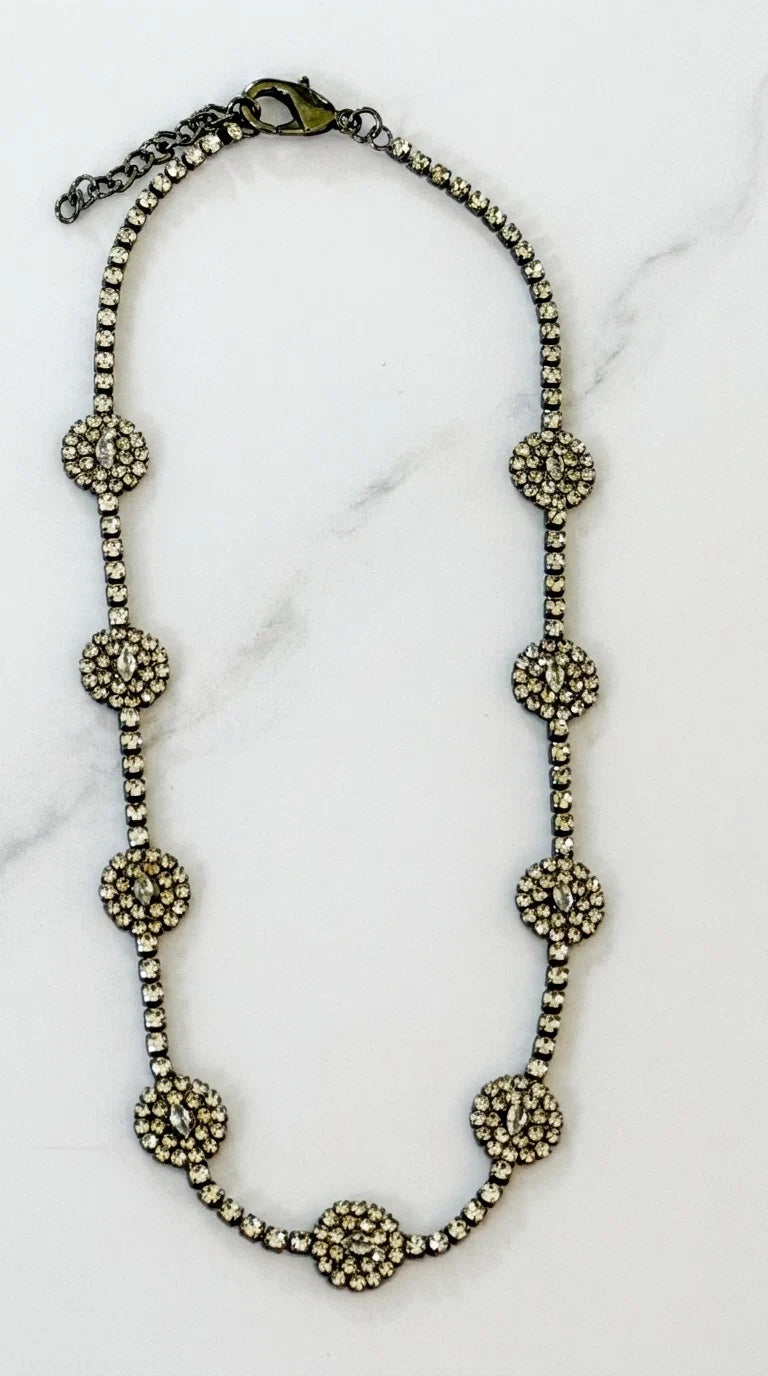 Envy Short black diamante necklace with round diamate design