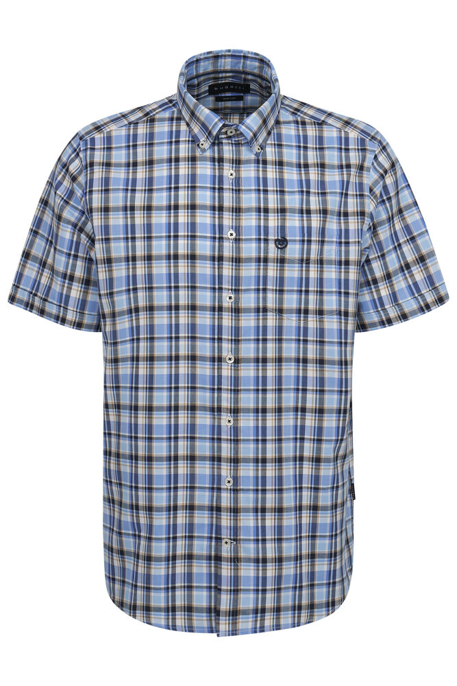 Bugatti Taupe Check Short Sleeve Shirt