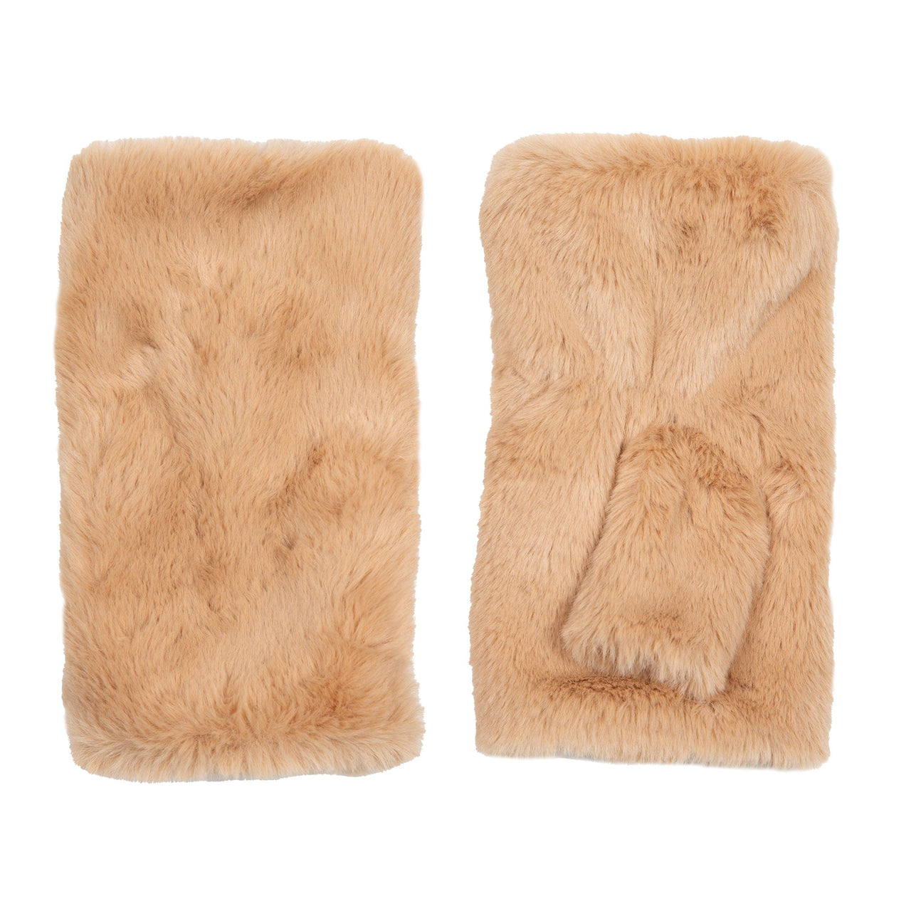 DENTS Women’s Fingerless Faux Fur Mittens - Camel