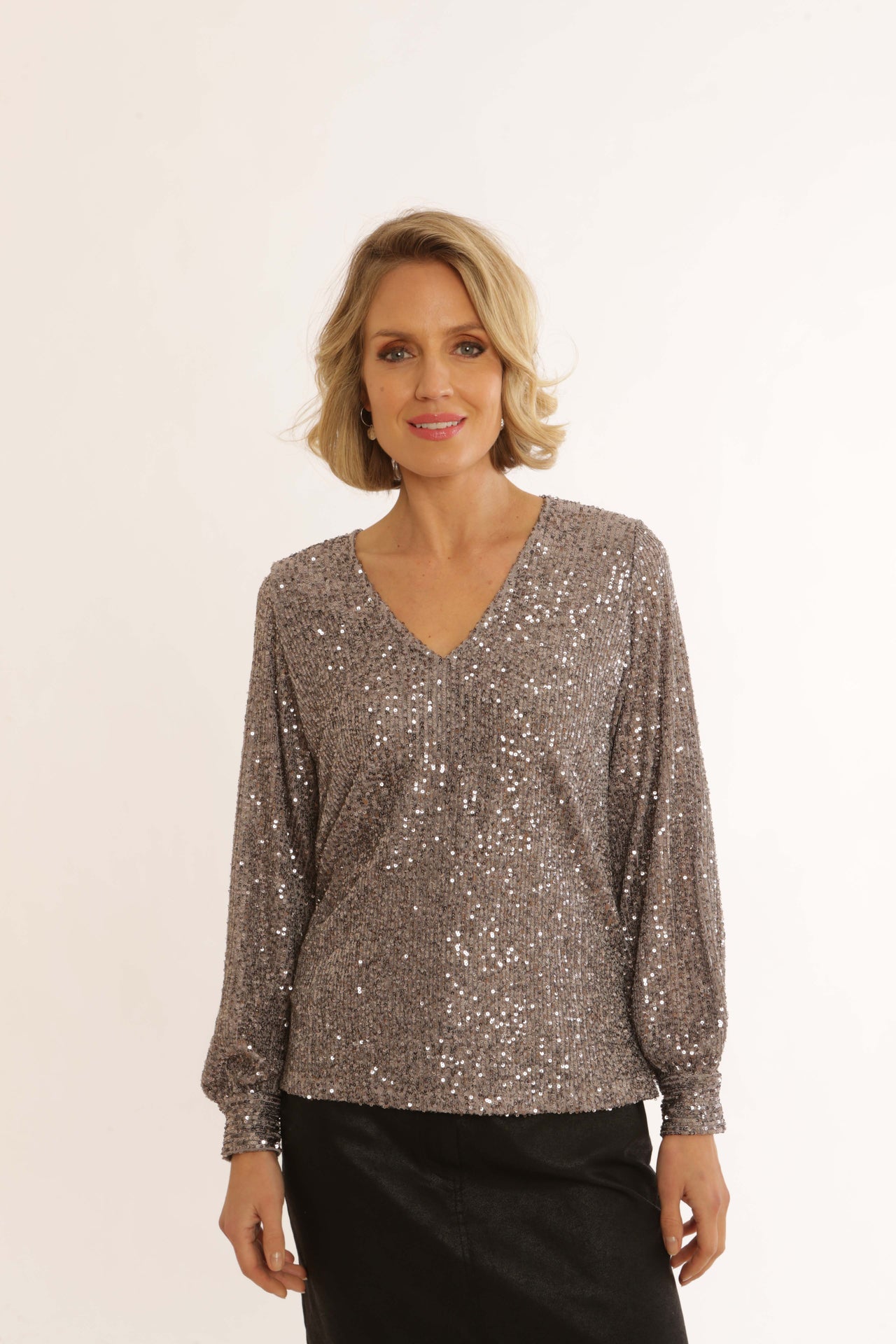 Pomodoro Gunmetal Sparkly Blouse