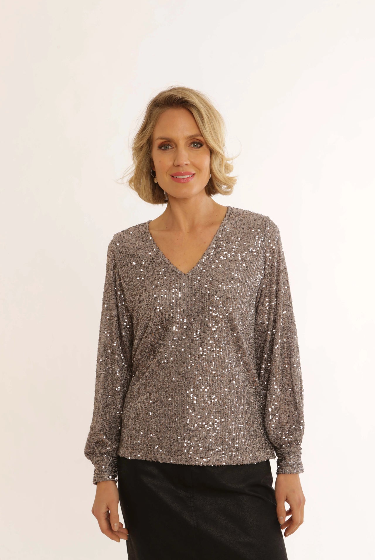 Pomodoro Gunmetal Sparkly Blouse