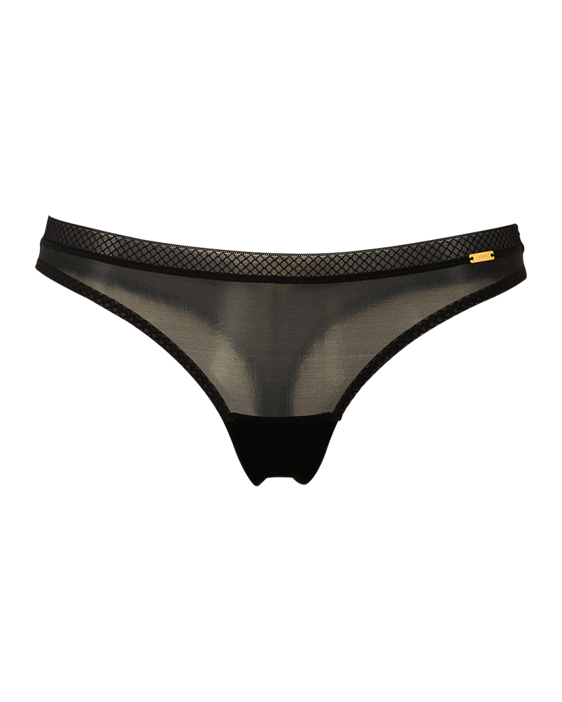 Gossard Glossies Sheer Thongs - Black