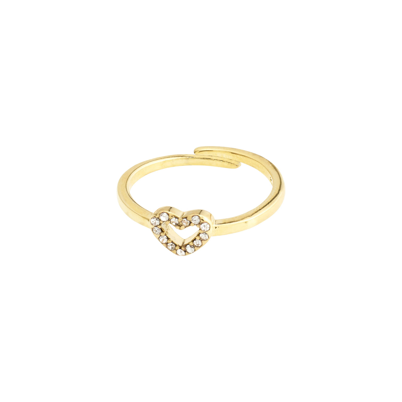 Pilgrim Lulu Crystal Heart Stack Ring Gold Plated