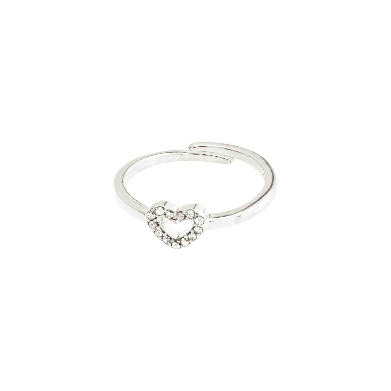 Pilgrim Lulu Crystal Heart Stack Ring Sliver Plated